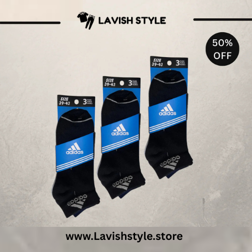 LS branded A-d-i-d-a-s Ankle Socks (Pack Of 3)