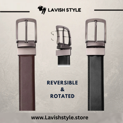 Lavish Style Branded Reversible 2 in 1 Leather Belt