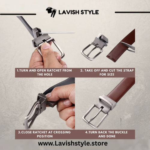 Lavish Style Branded Reversible 2 in 1 Leather Belt