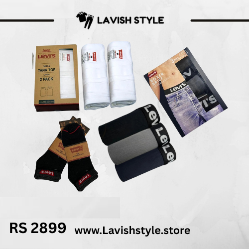 Lavish Style branded L-e-v-i-s Bundle (Vest, Boxer and Socks)