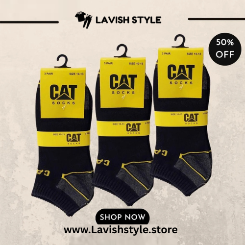 LS Branded C-a-t Ankle Socks (Pack Of 3)