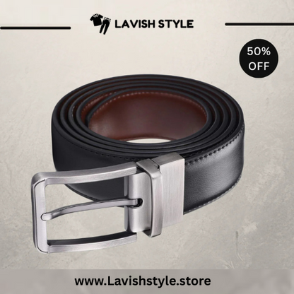 Lavish Style Branded Reversible 2 in 1 Leather Belt