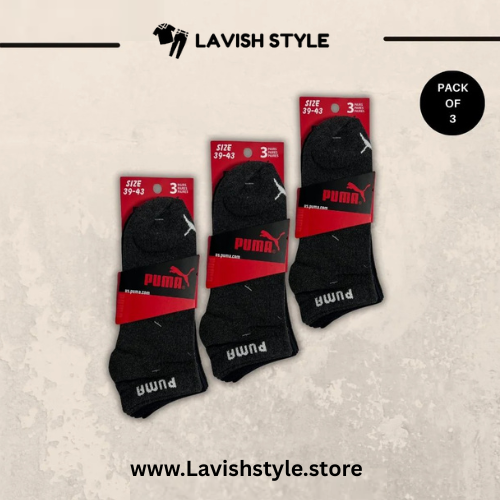 LS branded P-u-m-a Ankle Socks (Pack Of 3)