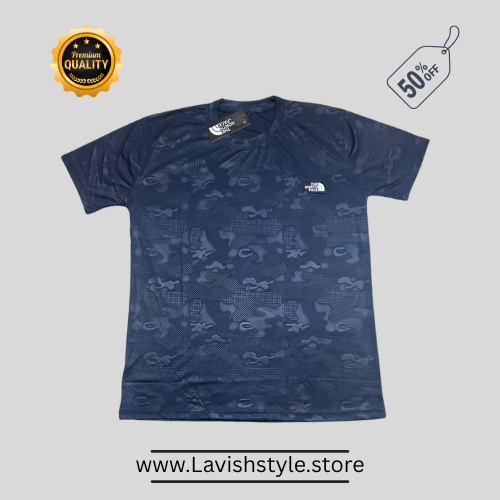 The Nrth Face Navy Blue Dri-Fit T-Shirt – Bold Texture, Ultimate Comfort