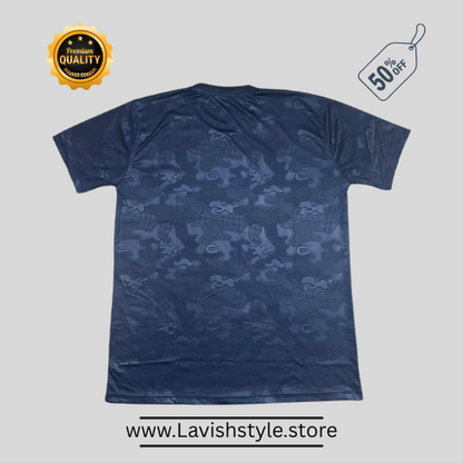 The Nrth Face Navy Blue Dri-Fit T-Shirt – Bold Texture, Ultimate Comfort