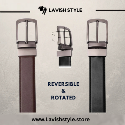 Lavish Style Branded Reversible 2 in 1 Leather Belt