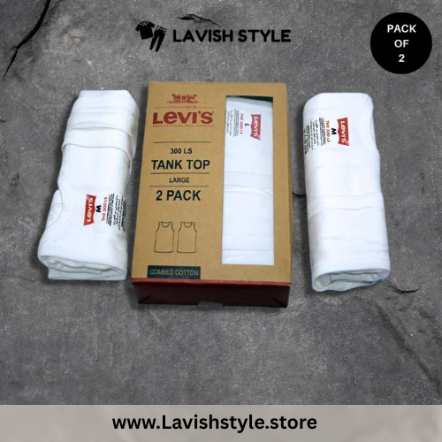L-e-v-i-s Premium Cotton Vests (Pack of 2 – White)