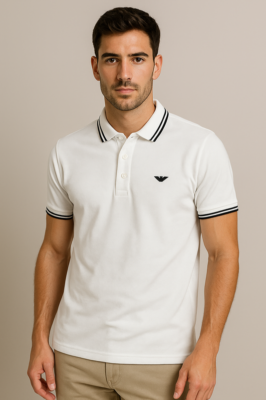 Men’s White Polo Shirt – Cool & Stylish with Contrast Collar