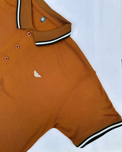 Men’s Rust Polo Shirt – Premium Quality with Contrast Collar